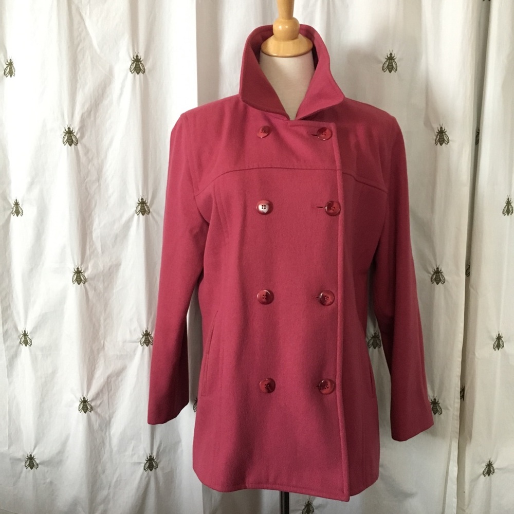 Vintage Raspberry Pink Pea Coat, Kristen Blake, 10
